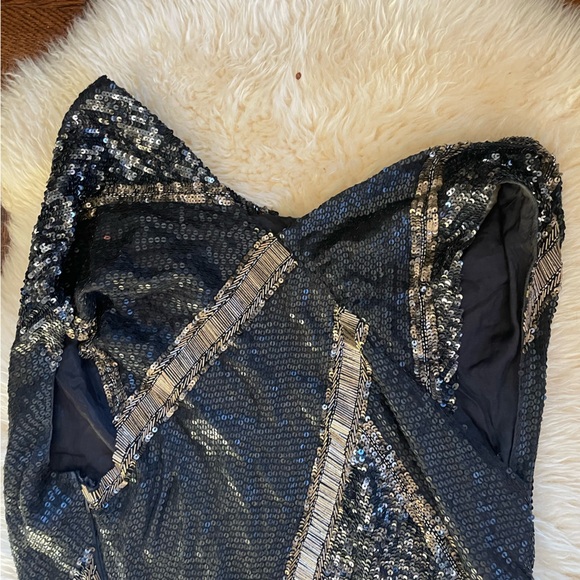 All Saint Dasia Dress sequined gold and black New Year’s Eve dress size 10 - Picture 6 of 8